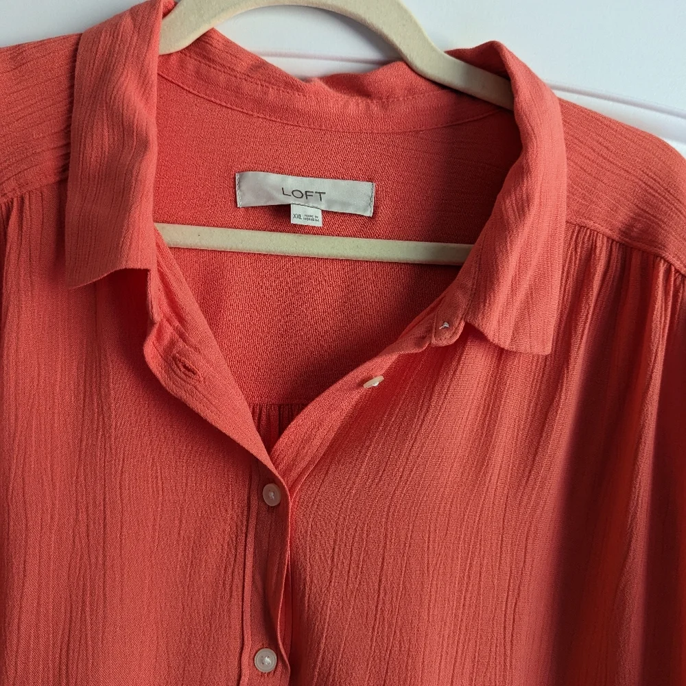 Loft Dolman Henley Coral Top Sz XXL - Picture 3 of 7